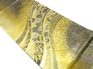 引箔螺鈿　山並に菊・笠松・桜模様　袋帯